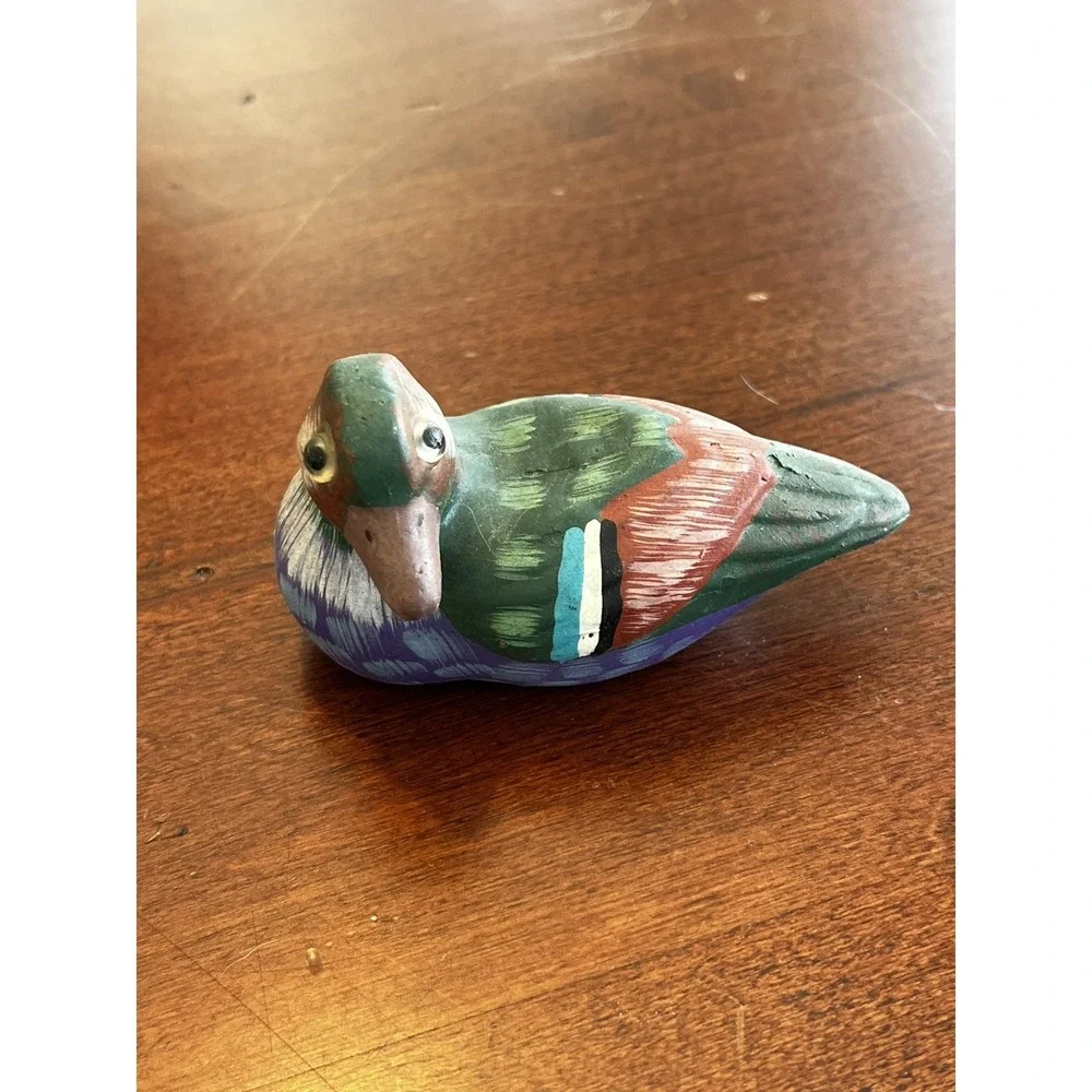 Set of 4 Vtg Hand Carved Painted Wood Duck Figurines Folk‎ Art Hunting Decor